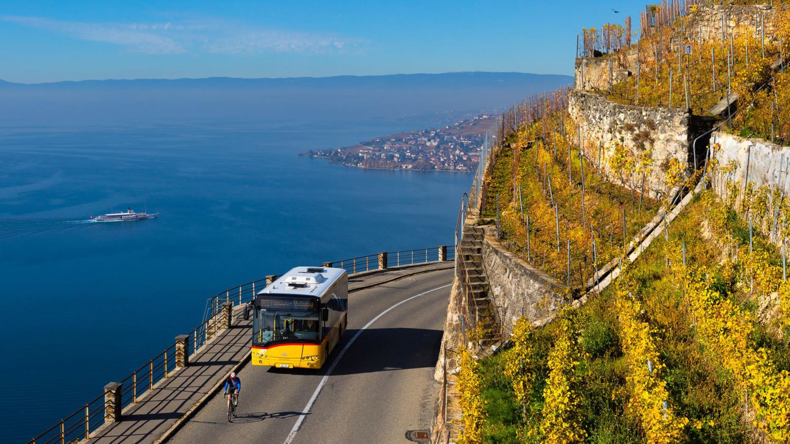La ligne 382 de CarPostal longe et traverse les vignobles en terrasses au départ de la gare de Cully pour Puidoux puis Palézieux. Elle donne correspondance aux trains pour Lausanne au départ de Cully, de Puidoux et Palézieux (qui donne également correspondance à Romont FR).