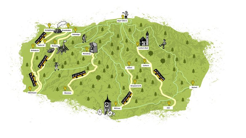 Illustrated map of the Napf region