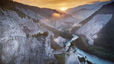 Le soleil se couche sur les gorges du Rhin. © Flims I Gaudenz Danuser