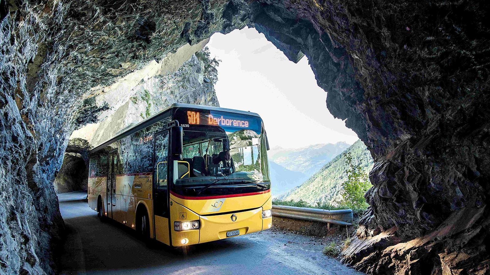 A Postbus on a pass road