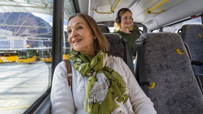 Two women in a PostBus
