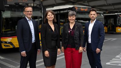 Die Mediensprecherinnen und Mediensprecher (von links): Urs Bloch, Nathalie Zenklusen, Katharina Merkle und Benjamin Küchler.