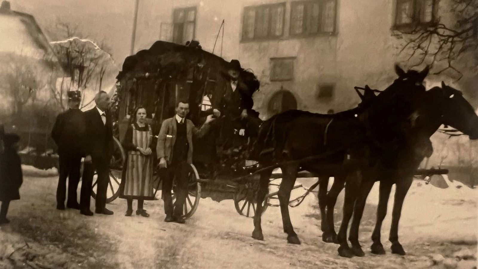 The last mail coach of great-great-grandfather Joseph Rapold, 1926. The route was then driven by a motorized Renault. 